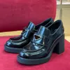 klassieke driehoekige gesp versieren kleding schoenen hoge hak schoen sociale 8cm dikke pumps hakken dames bruiloft feest kwaliteit leer zakelijke formele loafer met doos