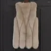 Gilet en fourrure sans manches pour femmes, col en v, manteau de haute qualité, grande taille, veste d'extérieur, automne-hiver, 2023