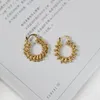 Hoop Earrings Peri'sBox Symmetrical Round Multi Knots Geometric Brass Gold Color For Women Stylish Dainty