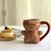 Mokken Kerst Creatieve Keramische Mok Schattig Gingerbread Man Koffie Paar Cup Kerstcadeau Jaar Drinkwaren Navidad Thuiskantoor Drinkmok 231124