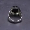 Anello solitario Turchia Gioielli Anello nero Uomo Leggero 6g Vero argento sterling 925 Anelli da uomo Agata naturale Pietra Vintage Cool Fashion 230425