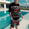 Męskie dresy męskie mody retro retro aktywne odzież letnia swobodna czaszka fajna krótkie szorty z drukowanymi szortami z koszulki streetwearu streetwear