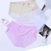 2023-Women's Panties 3pcs Mid Rise Waist Girls Seamless Underwear Breathable Sexy Transparent Ladies Perspective Crotch Briefs