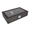 Horloge Dozen 5/6/10/12 Girds Koolstofvezel Display Box Organizer Storage Case Transparante Stand Caja para Relojes