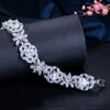 Charm Bracelets CWWZircons Top Quality White Cubic Zirconia Luxury Flower Leaf Big Wedding Bridal Party Charm Bracelet Bangle for Women CB128 230425