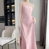 Casual Dresses Tri-Acetate Satin Silky V-Neck Temperament Female Summer Beautiful Silk Suspender Dress 2023 Long Skirt Is Thin