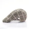 Spring Summer Thin Beret Hat Checked Cloth Art Retro Peaked Cap Casual Flat Driver Newsboy Caps for Women Men Sunhat