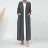 Ethnic Clothing Abaya Jazz Crepe Muslim Woman Kimono Cardigan Elegant Islam Dubai Turkey Hijabi Robe Modest Outwear Ramadan (No Inner Dress)