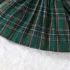 Girls Dresses Baby Christmas Clothes Plaid Patchwork Crew Neck Long Sleeve Dress Fall Casual Princess with Headband 231124