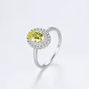 Affascinante cristallo giallo s925 anello in argento europeo moda donna lusso micro set zircone gemma sintetica anello squisito regalo di gioielli per feste di nozze di fascia alta