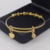 Kinder Armreif Anpassen Perlen Design Real 18k Gold Farbe Mode Baby Armreif Schmuck Geschenk Durchmesser 56mm 2St