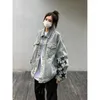 Dames Jackets High Street Stars geborduurd Jean Jacket Women Vintage gewassen losse lange mouwen jas mode hiphop y2k tops