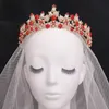 Элегантная розовая цветочный хрустал Tiara Crown Wedding Party Hair Jewelry Bridal невеста роскошная модная корона аксессуары для волос