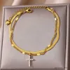 Cavigliere Cavigliere incrociate a doppio strato per le donne Bracciale alla caviglia con gamba in acciaio inossidabile Donna 2023 Accessori da spiaggia estivi Regalo di gioielli R231125