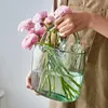 Vases Clear Glass Bag Hand Blown Made Flower with Elegant Purse Design Fish Tank Bubble for Gifts Wedding Table Decor 230425