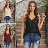 Col en v épissé paillettes licou débardeurs Cami pour femmes sans manches habillé étincelle débardeur caraco hauts fête Club Cocktail gilet chemise