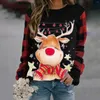 Hoodies للنساء النساء عيد الميلاد منقوشة الطباعة غير الرسمية للبلوزات شيرت شيرت طويل الأكمام الطويلة الحجم المتضخم Roupas femininas moletom