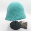 Berets feminino pele y2k outono inverno malha pescador chapéu clássico cores sólidas quente balde redondo