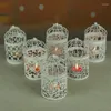 Candle Holders C90D Hollow Holder Candlestick Tealight Hanging Lantern Bird Cage Vintage Wrought