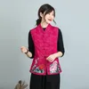 Etnische kleding Chinees traditionele Hanfu kleding Tang pak Vest vrouwen borduurwerk bloem mouwloze katoenen linnenjas top p1
