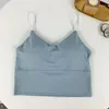 Camisoles & Tanks Summer Camisole Vest Women Ice Silk Crop Top Seamless Tube Bra Underwear Solid Padded Bralette Sports Camis