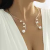 STRANDS STRINGEN DIEZI Mode Elegante Imitatie Pearl Torpees voor vrouwen Goud Zilveren Kleek Verklaring Kraagkraag Ketting Sieraden 230424