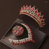 Necklace Earrings Set Wedding Bride Baroque Colorful Crown With Elegant Hair Accessories For Women