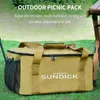Sırt çantasıyla paketler açık kamp depolama çantası piknik sepet pişirme tenceresi seyahat barbekü piknik çantası taşıma teneke kutu kampı yemek sofra takımları kendi kendine drivi c0x2 w0425