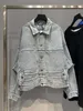 2023 New Designer Damen T-Shirt High-End-Shirt High Version Produkttrend Washed Old Reversed Denim Cardigan Jacket Men