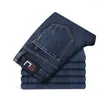 Jeans da uomo Primavera Autunno 2023 Pantaloni da uomo elasticizzati in denim di cotone moda uomo grigio sfilacciato stile classico Pantaloni da uomo di marca