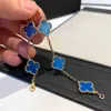 Braccialetti con ciondoli classici di lusso a 4/quadrifogli Bracciale in argento sterling Lucky Four con placcatura in agata blu e cinque fiori per uomo e donna Alta edizione