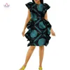 Vestidos de colarinho africano de roupas étnicas para mulheres Print Bazin riche riche comprimento de joelho vestidos wy5302