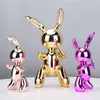 Decorative Objects Figurines Cute Balloon Rabbit Statue Resin Sculpture Animal Figures Home Decor Modern Nordic Decoration Accessories for Living Room 230425