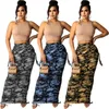Robes de créateurs Vêtements pour femmes Mode d'été Camouflage Imprimer Jupe Taille Étroite Robe Longue Réglable Des Deux Côtés Jupes Irrégulières
