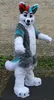 Husky Dog Fox Fur Mascot Longo Fur Wolf Party Dress Halloween Costume de desempenho de eventos de grande evento