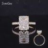 Bague de fiançailles en diamant cultivé en laboratoire en or jaune massif 14 carats taille radiante avec pavé de mêlée pour femme