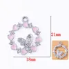 Charms 10 stycken/set 21 18 mm runda hjärtan fjärilsmetall Rhinestone hängande örhängen för smycken tillverkning