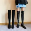 Bottes chevalier pour femmes avec semelle épaisse au-dessus du genou, longues jambes extensibles, bottes à manches hautes en cuir cheval 230830