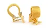 Manchet links Goldcolor manchetingen Golden Color Square Crystal Novel Design Verkoop Koperen materiaal Cufflinks Whelsale Retail 230425