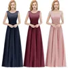New Cheap Real Image Scoop Neck Evening Dresses Chiffon Lace Top Ruched Sleeveless Prom Party Gown Formal Occasion Wear CPS1068 J0425