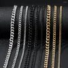 Chains Men's Cuban Link Chain Necklace Stainless Steel Black Gold Color Male Choker Collar Jewelry Gifts For Him