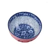 Tigelas de mesa cerâmica underglaze tigela de arroz doméstico retro chinês azul e branco porcelana caixa de presente planta flor impressão 4-inch1pc