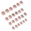 False Nails Rhinestones French Nail Tips Full Cover With Designs Diamond Wearable Press på Short Square