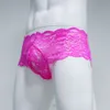 2 pçs calcinha de renda sexy masculina ver através de roupa interior transparente lingerie exótica flora malha boxer respirável masculino hombre cueca