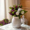 Fiori decorativi 8 pezzi tulipani bouquet artificiale mano decorazioni per la casa di lusso soggiorno giardino decorazione della tavola di nozze accessori