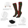 Meias masculinas Christmas Vermelho Verde escuro e preto Tartan Produto xmas xmas respirável Meias de inverno fofas para mulheres