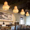 Lampes suspendues nordique bambou gourde lumières Vintage créatif personnalisé artisanat pour salon chambre étude Table lustre