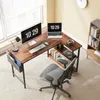 CubiCubi 40 Inch Small L Shaped Computer Desk with Storage Shelves Home Office Corner Desk Study Writing Table, Deep Brown