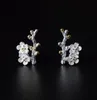 925 argent sterling sweet fleur étouffe de boucle d'oreille en boucles d'oreilles éthiniques mini branche boucles d'oreilles prune pour femmes cadeaux de bijoux d'été