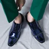 Yeni moda parıltılı perçin deri ayakkabılar erkekler için mavi altın resmi düğün balo elbisesi momecoming Sapatos tenis maskulino